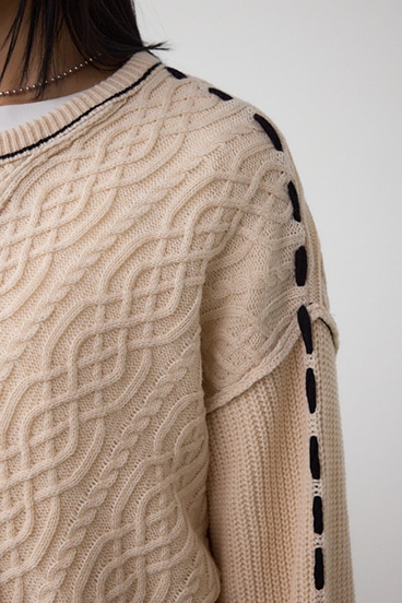 ステッチデザインケーブルニット 詳細画像