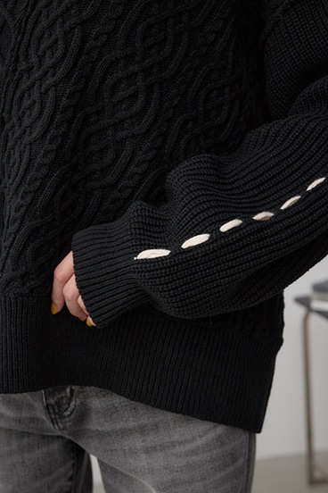 ステッチデザインケーブルニット 詳細画像