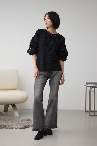 ステッチデザインケーブルニット 詳細画像