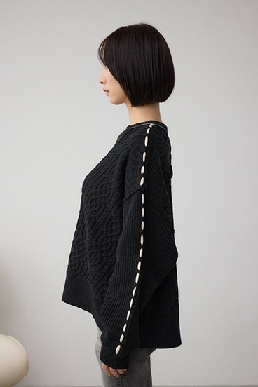 ステッチデザインケーブルニット 詳細画像