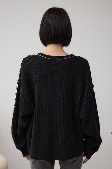 ステッチデザインケーブルニット 詳細画像