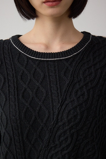 ステッチデザインケーブルニット 詳細画像