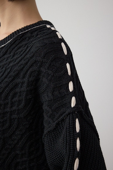 ステッチデザインケーブルニット 詳細画像