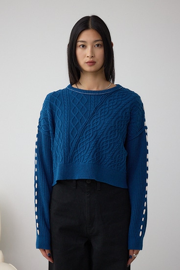 ステッチデザインケーブルニット 詳細画像