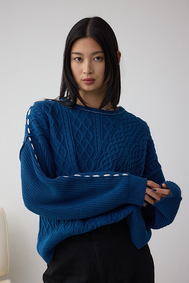 ステッチデザインケーブルニット 詳細画像