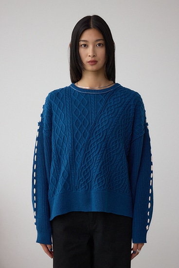 ステッチデザインケーブルニット 詳細画像