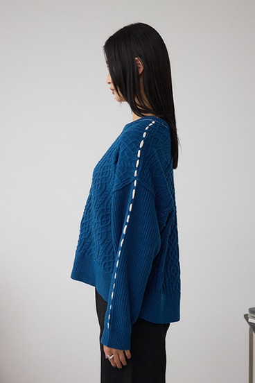 ステッチデザインケーブルニット 詳細画像