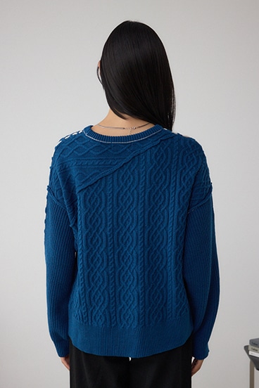 ステッチデザインケーブルニット 詳細画像