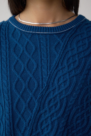 ステッチデザインケーブルニット 詳細画像