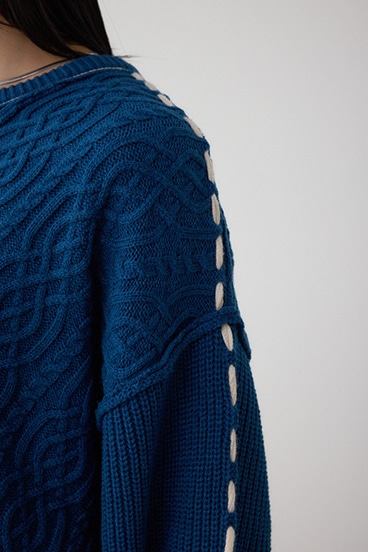 ステッチデザインケーブルニット 詳細画像