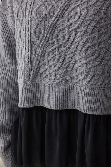 ステッチデザインケーブルニット 詳細画像