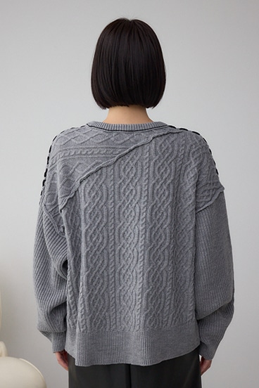 ステッチデザインケーブルニット 詳細画像