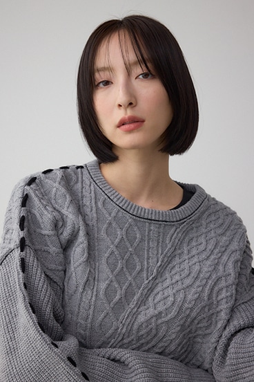 ステッチデザインケーブルニット 詳細画像