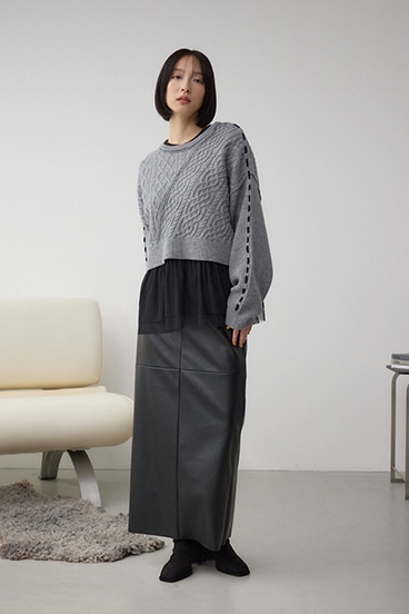 ステッチデザインケーブルニット 詳細画像