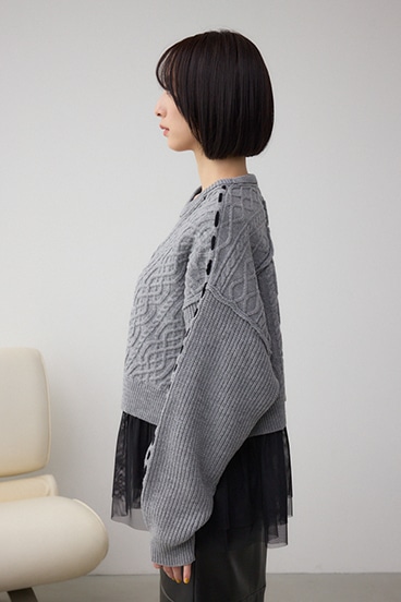 ステッチデザインケーブルニット 詳細画像