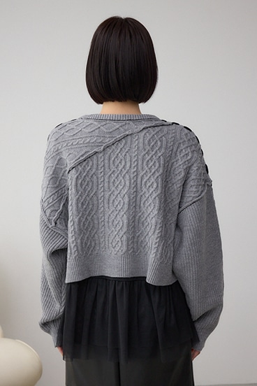 ステッチデザインケーブルニット 詳細画像