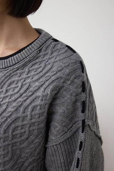 ステッチデザインケーブルニット 詳細画像