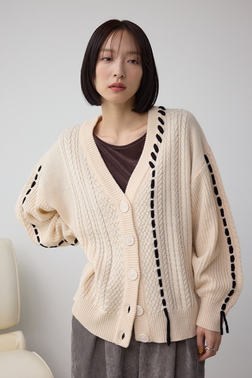 ステッチデザインカーディガン 詳細画像