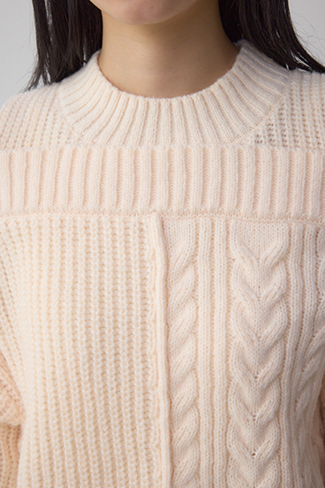 オープンショルダーケーブルニット 詳細画像