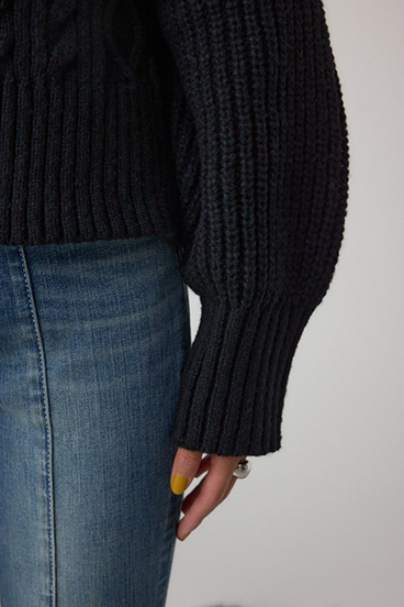 オープンショルダーケーブルニット 詳細画像