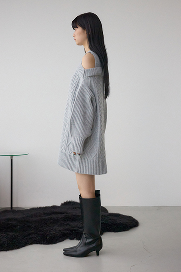 オープンショルダーケーブルニット 詳細画像