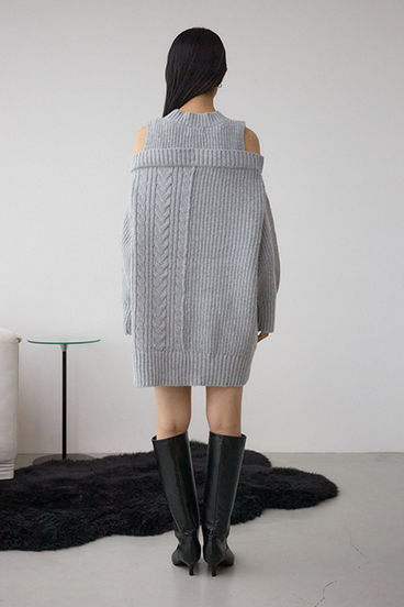 オープンショルダーケーブルニット 詳細画像