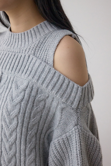 オープンショルダーケーブルニット 詳細画像