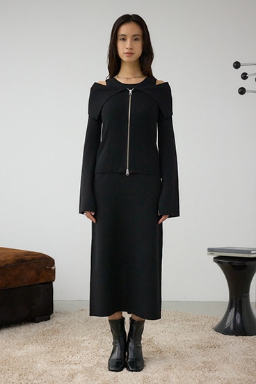 ジップアンサンブルニットワンピース 詳細画像