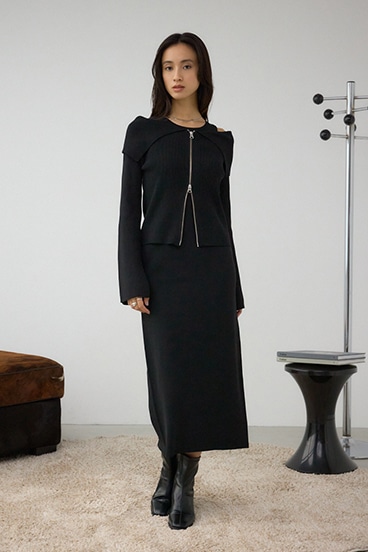 ジップアンサンブルニットワンピース 詳細画像