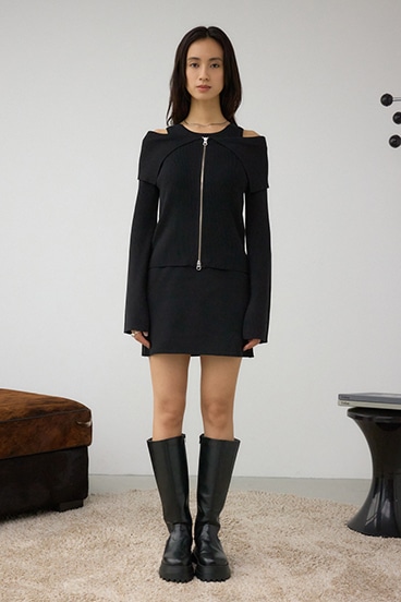 ジップアンサンブルニットワンピース 詳細画像