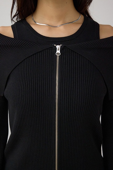 ジップアンサンブルニットワンピース 詳細画像