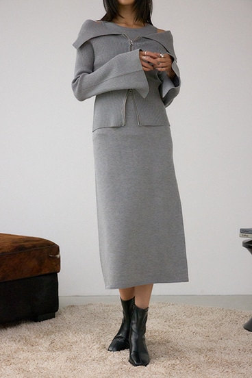 ジップアンサンブルニットワンピース