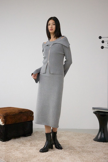 ジップアンサンブルニットワンピース 詳細画像