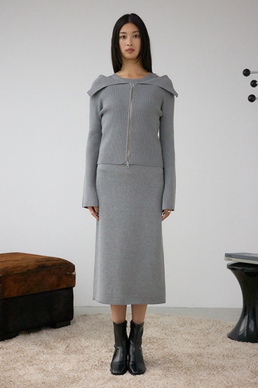 ジップアンサンブルニットワンピース 詳細画像