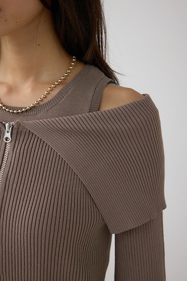 ジップアンサンブルニットワンピース 詳細画像