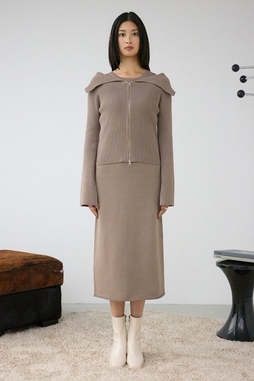 ジップアンサンブルニットワンピース 詳細画像