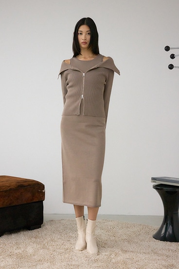 ジップアンサンブルニットワンピース 詳細画像