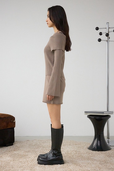 ジップアンサンブルニットワンピース 詳細画像