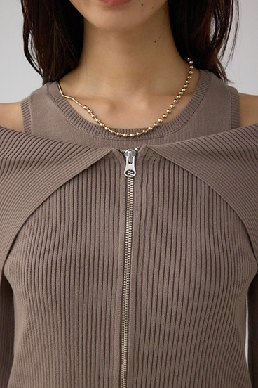 ジップアンサンブルニットワンピース 詳細画像