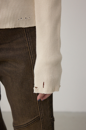 ダメージフーディーリブトップス 詳細画像