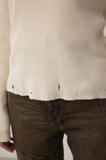 ダメージフーディーリブトップス 詳細画像