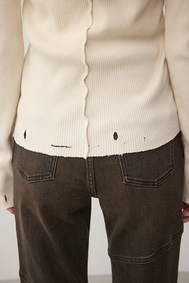 ダメージフーディーリブトップス 詳細画像