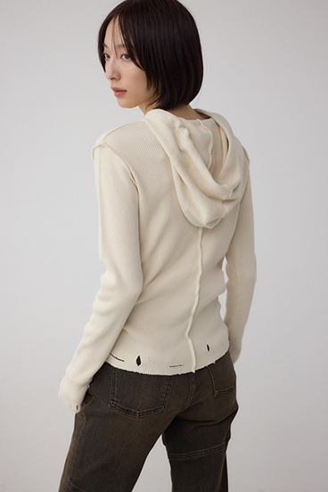 ダメージフーディーリブトップス 詳細画像