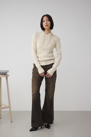 ダメージフーディーリブトップス 詳細画像