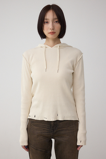 ダメージフーディーリブトップス 詳細画像