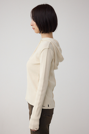 ダメージフーディーリブトップス 詳細画像