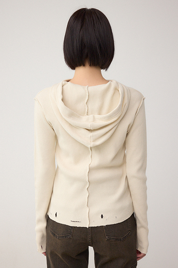 ダメージフーディーリブトップス 詳細画像