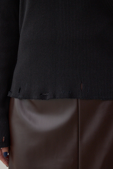 ダメージフーディーリブトップス 詳細画像