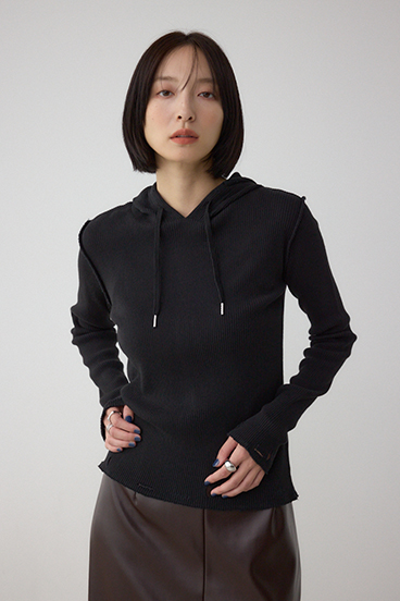 ダメージフーディーリブトップス 詳細画像