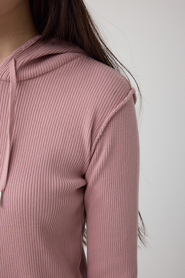 ダメージフーディーリブトップス 詳細画像